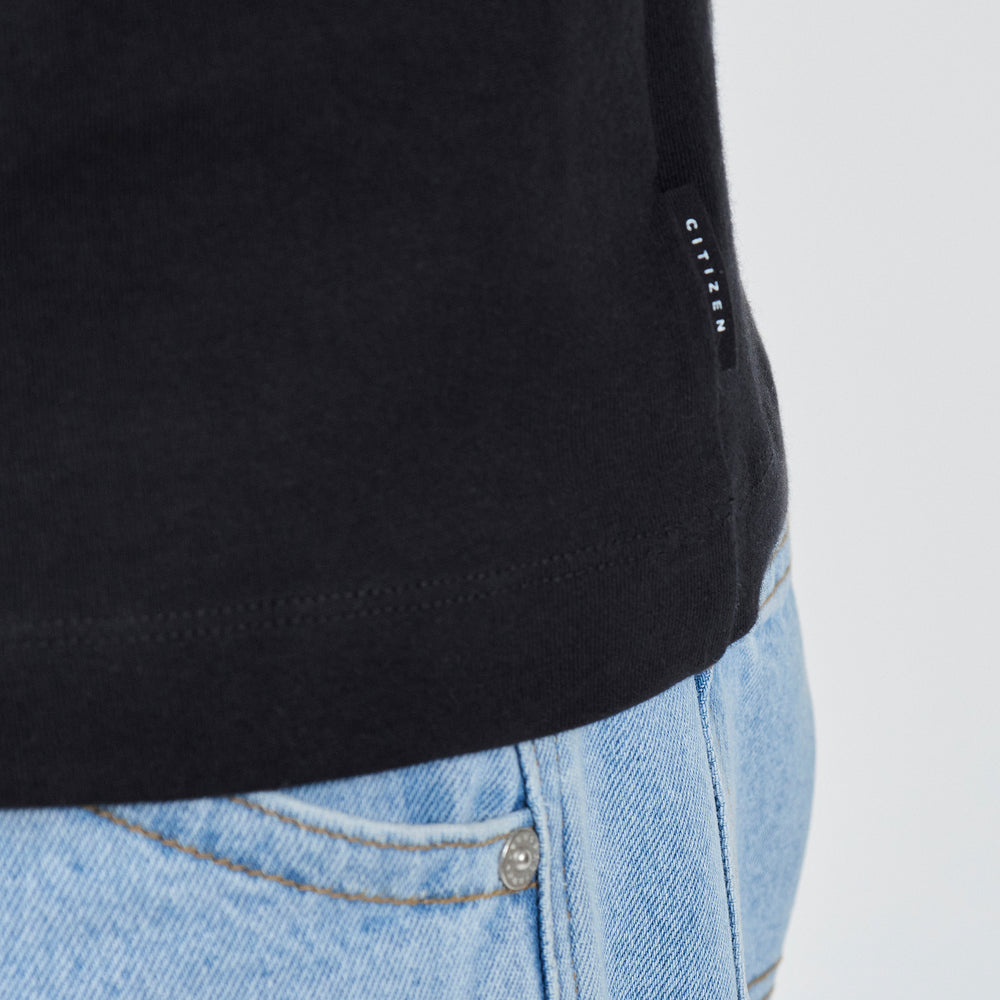 The Heavy Cotton Logo Tee in 100% Organic Cotton 220GSM, Black