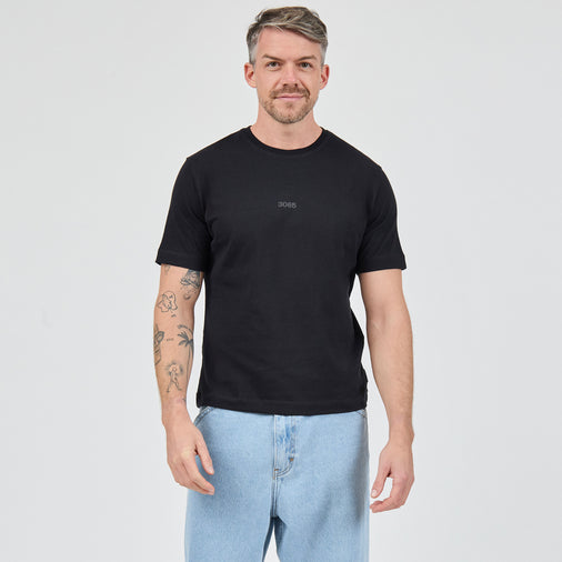 The Heavy Cotton Logo Tee in 100% Organic Cotton 220GSM, Black