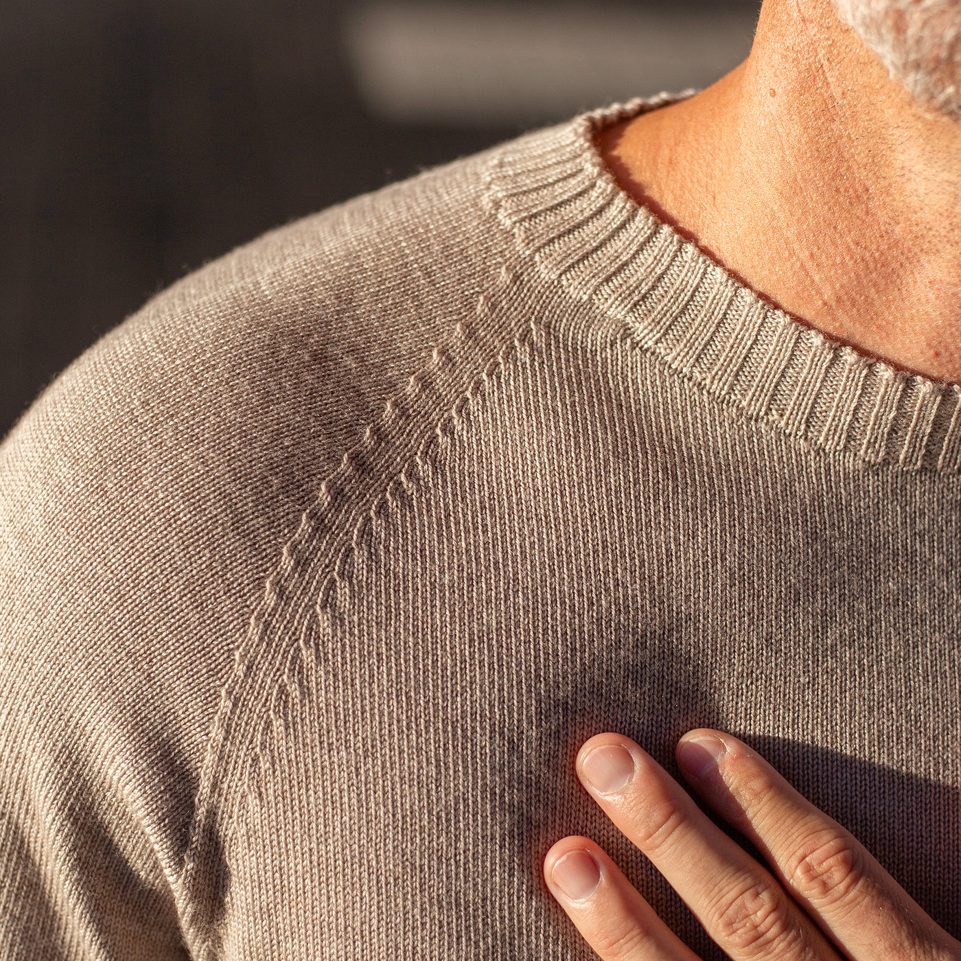 The Men's Limited Edition Zero Waste Merino Jumper in 100% Fine Merino Wool, Clay