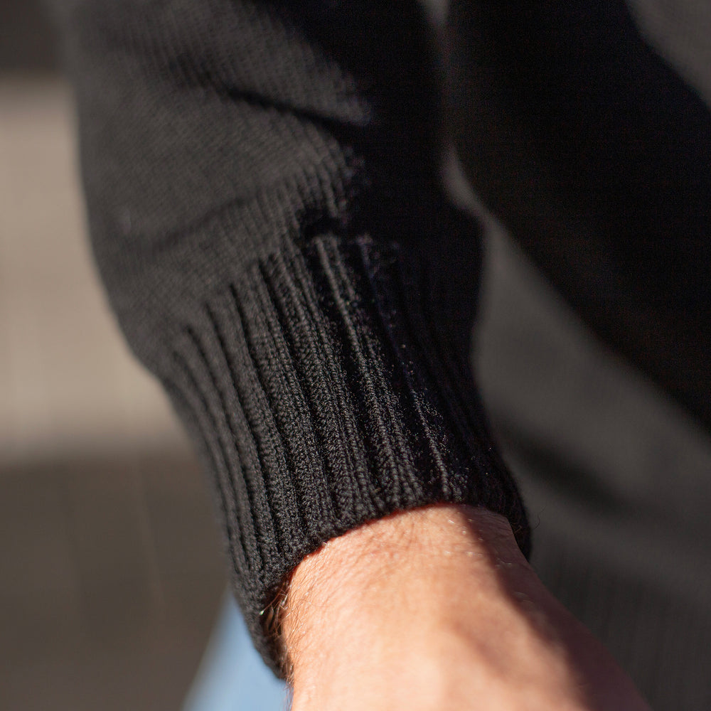 The Men's Limited Edition Zero Waste Merino Jumper in 100% Fine Merino Wool, Black