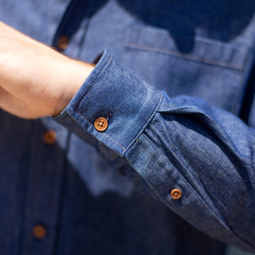 The Men's Limited Edition Indigo Denim Chambray Shirt in Cotton Chambray 210GSM, Indigo Denim
