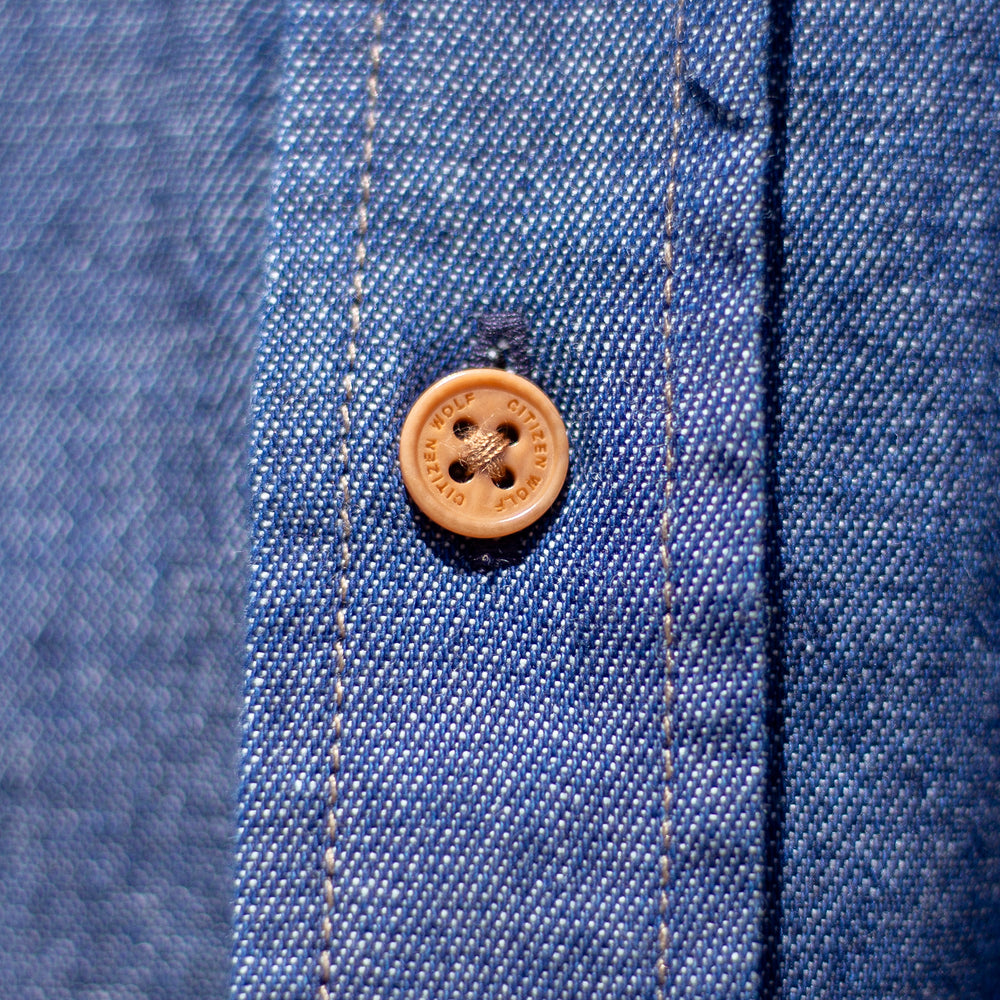 The Men's Limited Edition Indigo Denim Chambray Shirt in Cotton Chambray 210GSM, Indigo Denim