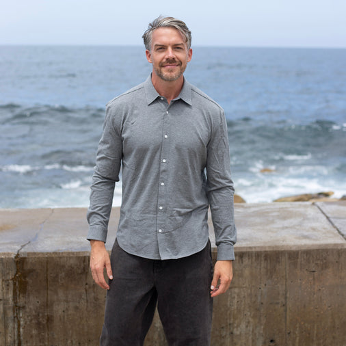 The Men's Limited Edition Pique Knit Shirt in 100% BCI Cotton 170GSM, Grey Marl