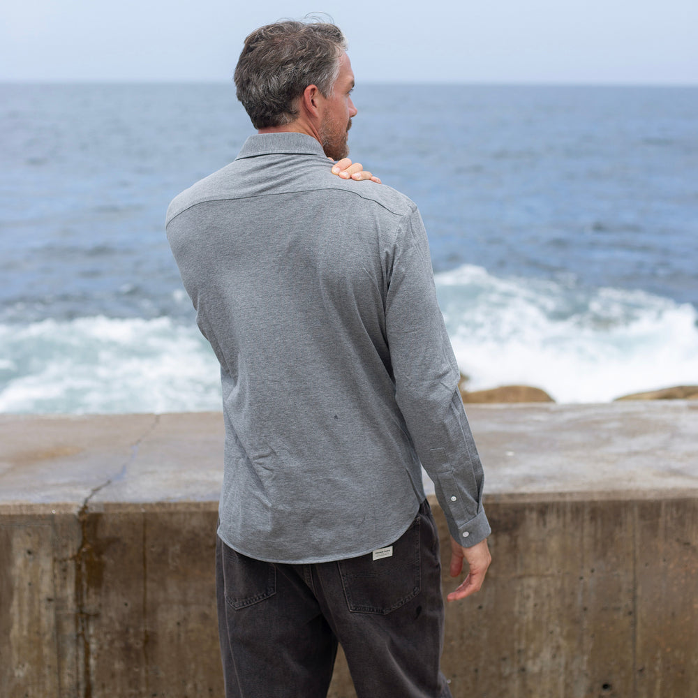 The Men's Limited Edition Pique Knit Shirt in 100% BCI Cotton 170GSM, Grey Marl