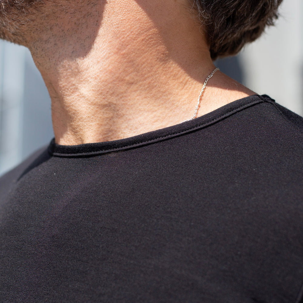 The Men's Merino / Tencel Tee in 50% Merino Wool / 50% Tencel 125GSM, Black