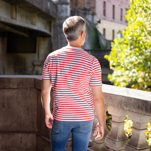 White-Red Breton Stripe Cotton Tee