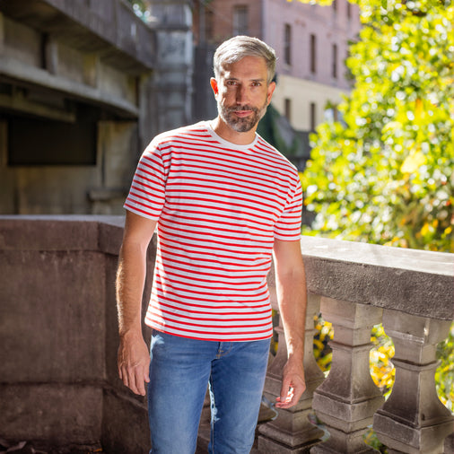 White-Red Breton Stripe Cotton Tee