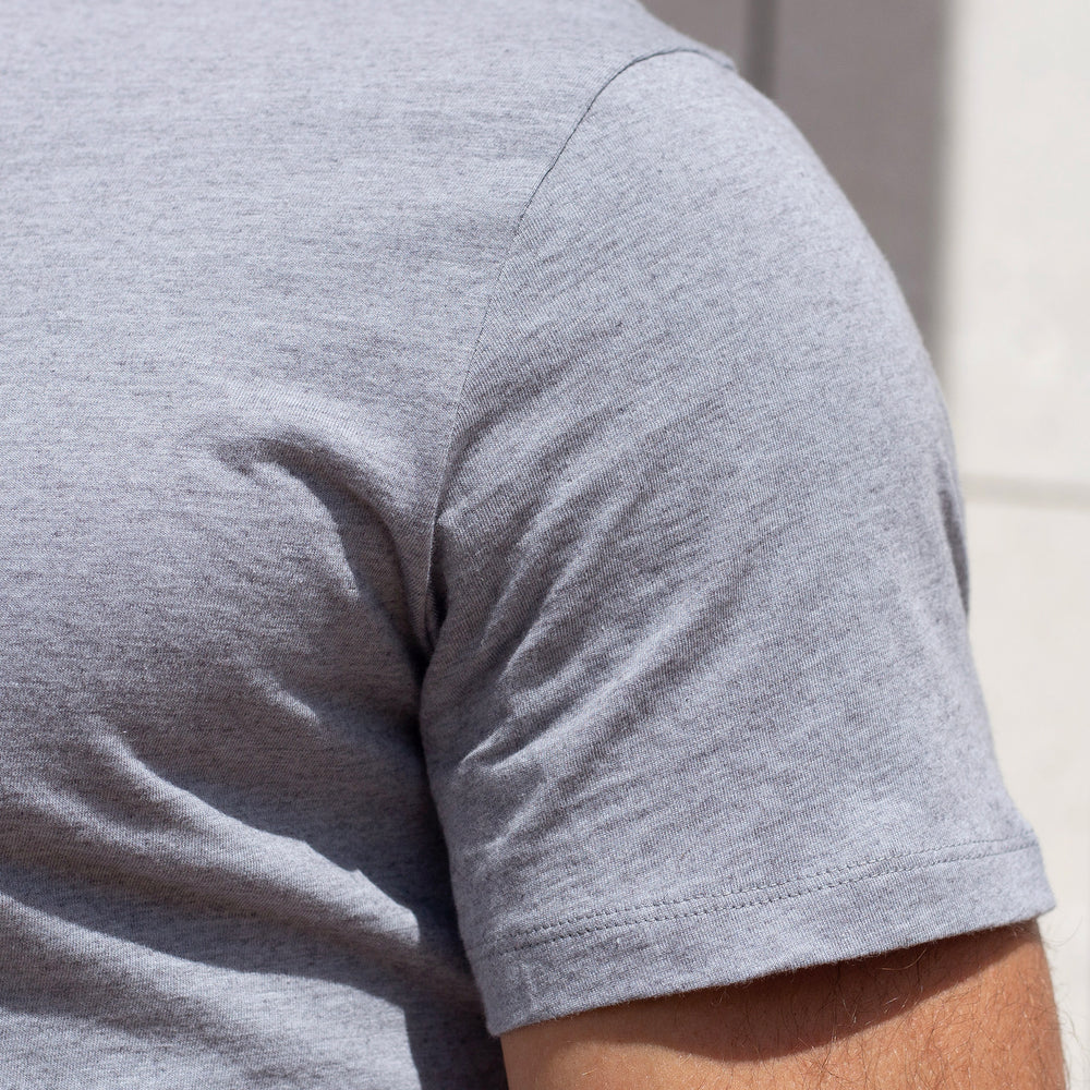 The Men's Cotton / Cashmere Short Crew Tee in 85% Cotton / 15% Cashmere 160GSM, Blue Marl