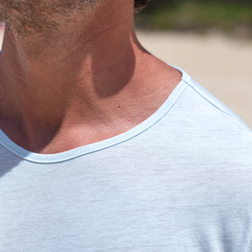 The Men's Short Crew Tee in 55% Linen / 45% Tencel 140GSM, in Cloud