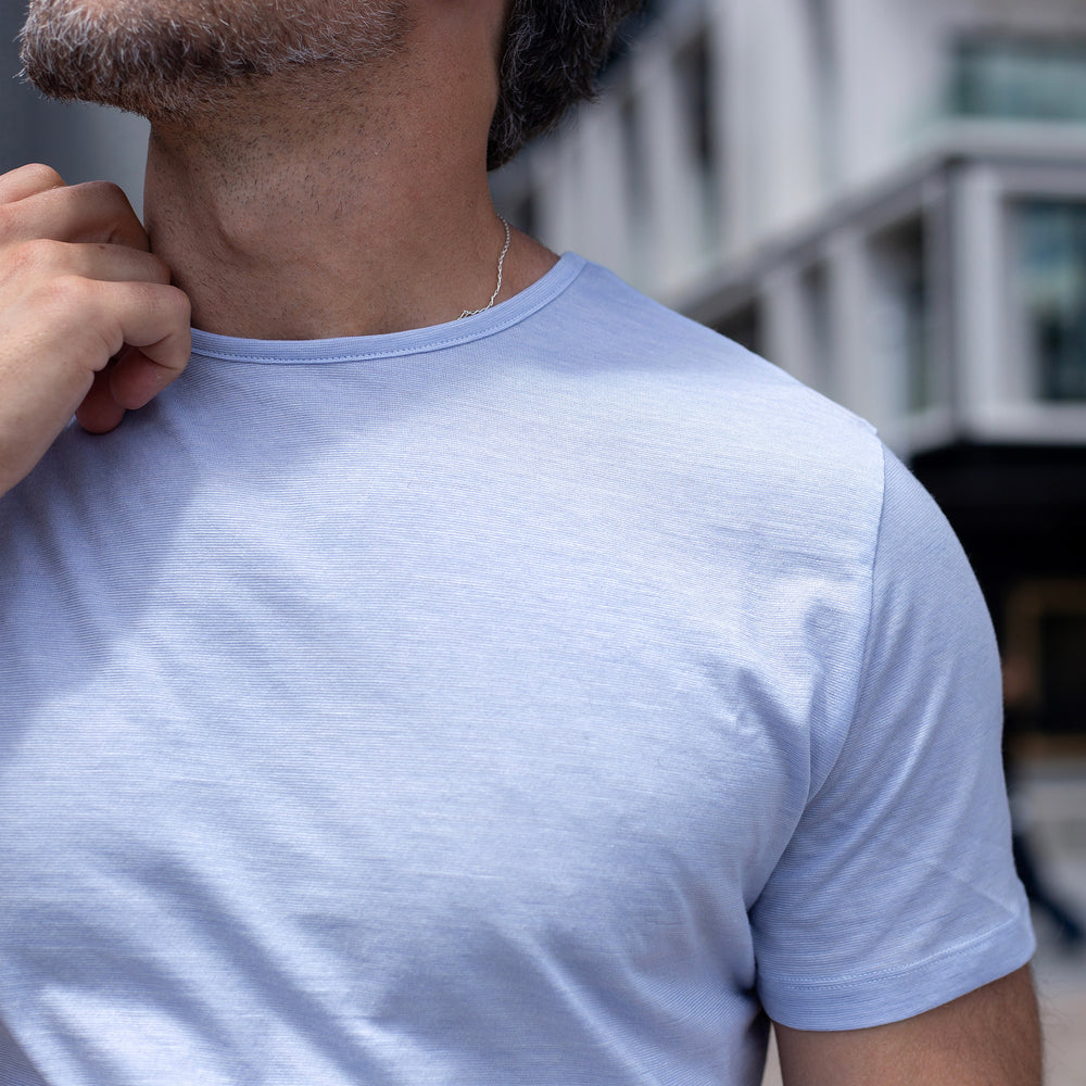 The Men's Merino / Cotton Tee in 56% Merino Wool / 46% Cotton 118GSM, Pastel Blue