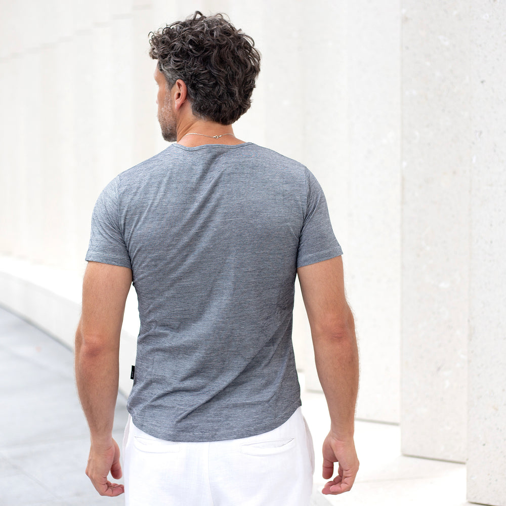 The Men's Merino / Cotton Tee in 56% Merino Wool / 46% Cotton 118GSM, Steel Blue