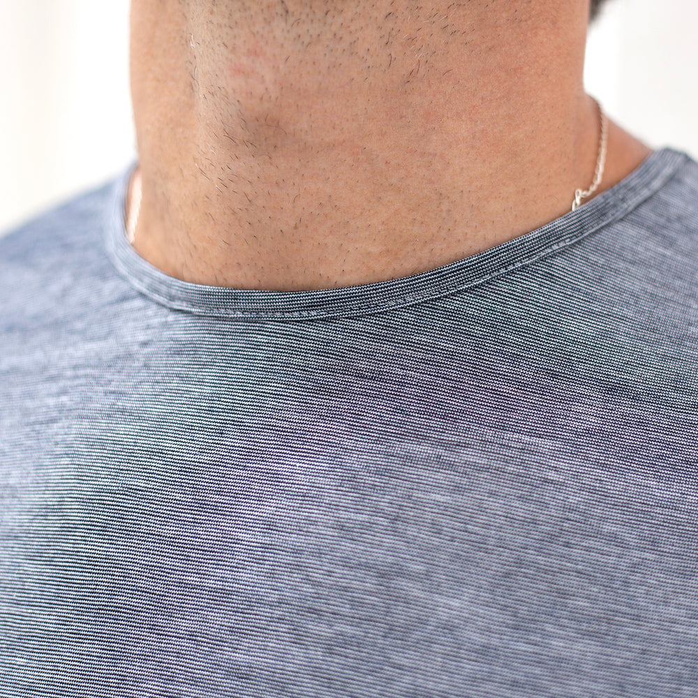 The Men's Merino / Cotton Tee in 56% Merino Wool / 46% Cotton 118GSM, Steel Blue