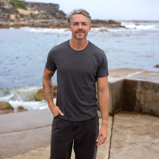 The Men's Short Crew Tee in 100% Cotton 170GSM, in Charcoal Marl | Limited Edition