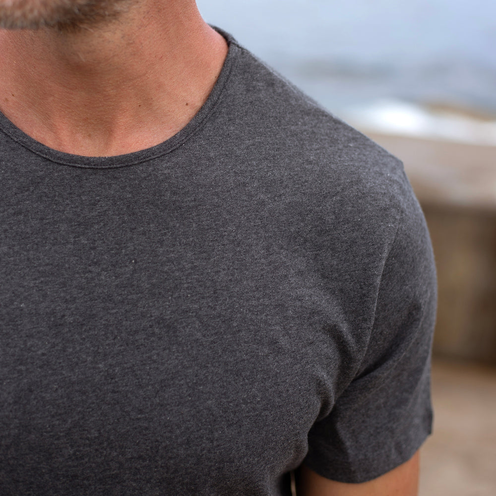 The Men's Short Crew Tee in 100% Cotton 170GSM, in Charcoal Marl | Limited Edition
