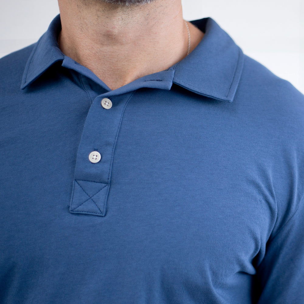 The Men's Limited Edition, Cotton Jersey Polo in lightweight, 100% Organic Cotton 110GSM, Prussian Blue