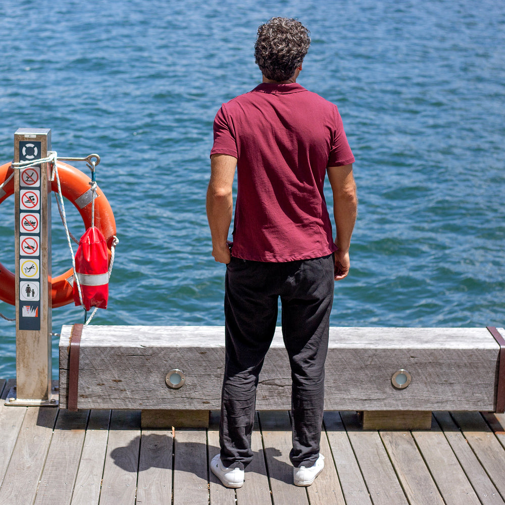 The Men's Limited Edition, Cotton Jersey Polo in lightweight, 100% Organic Cotton 110GSM, Oxblood.