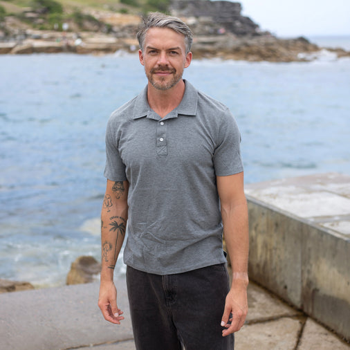 The Men's Limited Edition Pique Knit Polo in 100% BCI Cotton 170GSM, Grey Marl