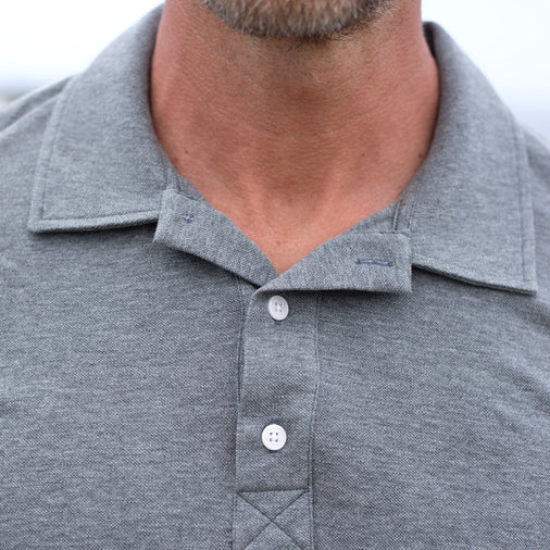 The Men's Limited Edition Pique Knit Polo in 100% BCI Cotton 170GSM, Grey Marl