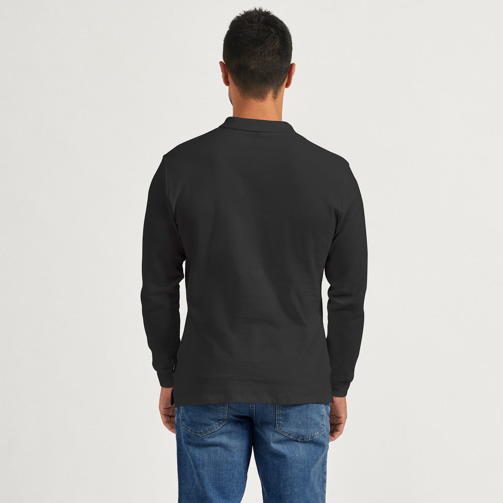 The Long Pique Polo in 100% Organic Cotton 200GSM, Asphalt