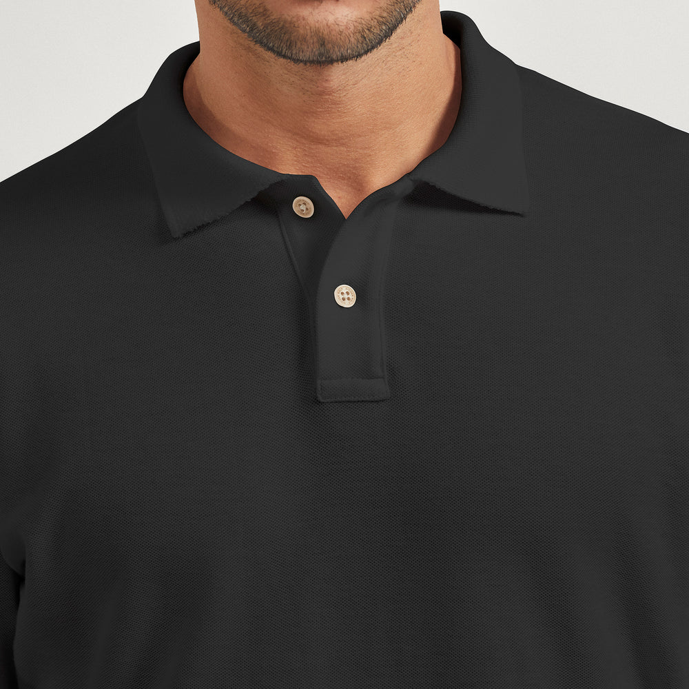 The Long Pique Polo in 100% Organic Cotton 200GSM, Asphalt