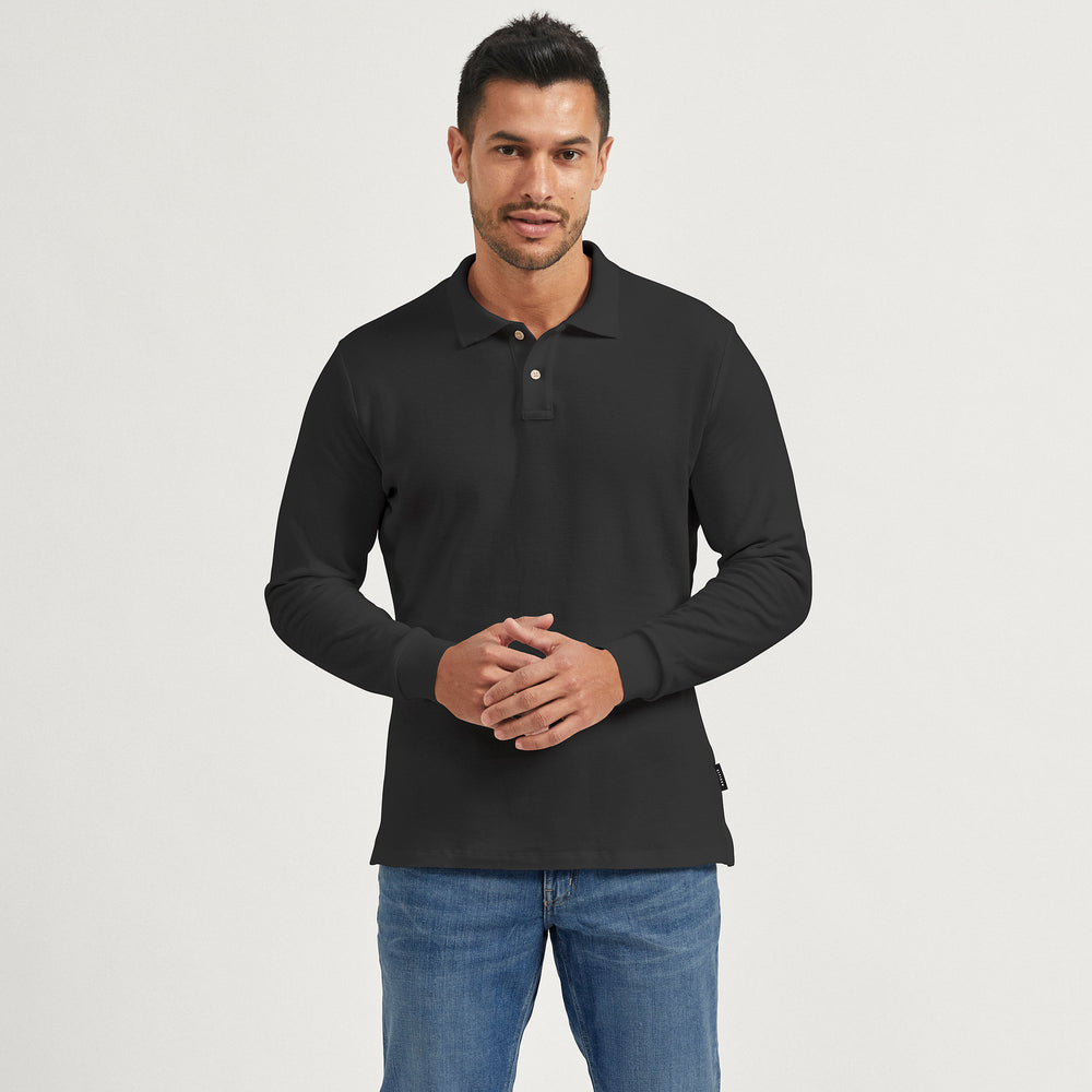 The Long Pique Polo in 100% Organic Cotton 200GSM, Asphalt