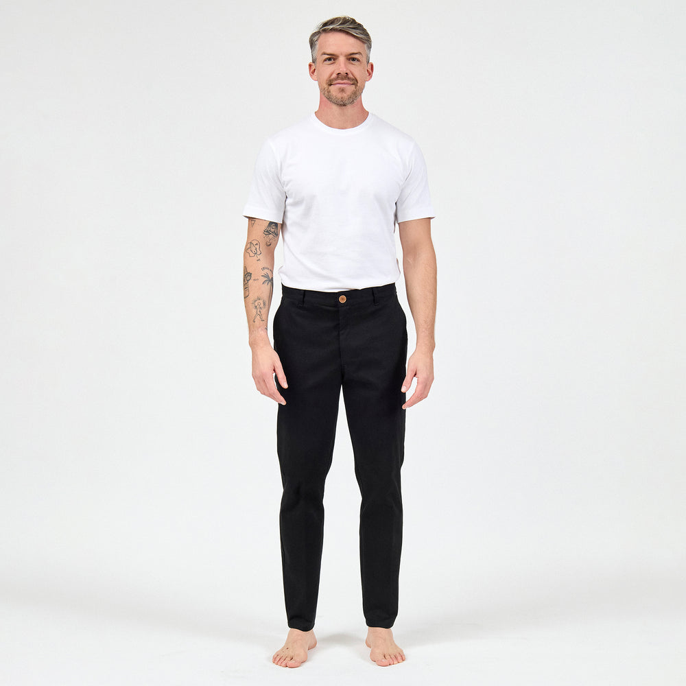 Men's Custom Chinos, in 97% Organic Cotton / 3% Spandex 245GSM Twill, Black