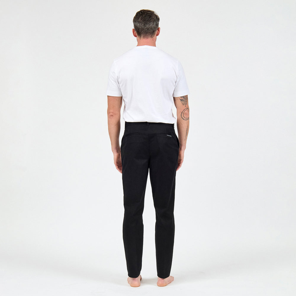 Men's Custom Chinos, in 97% Organic Cotton / 3% Spandex 245GSM Twill, Black
