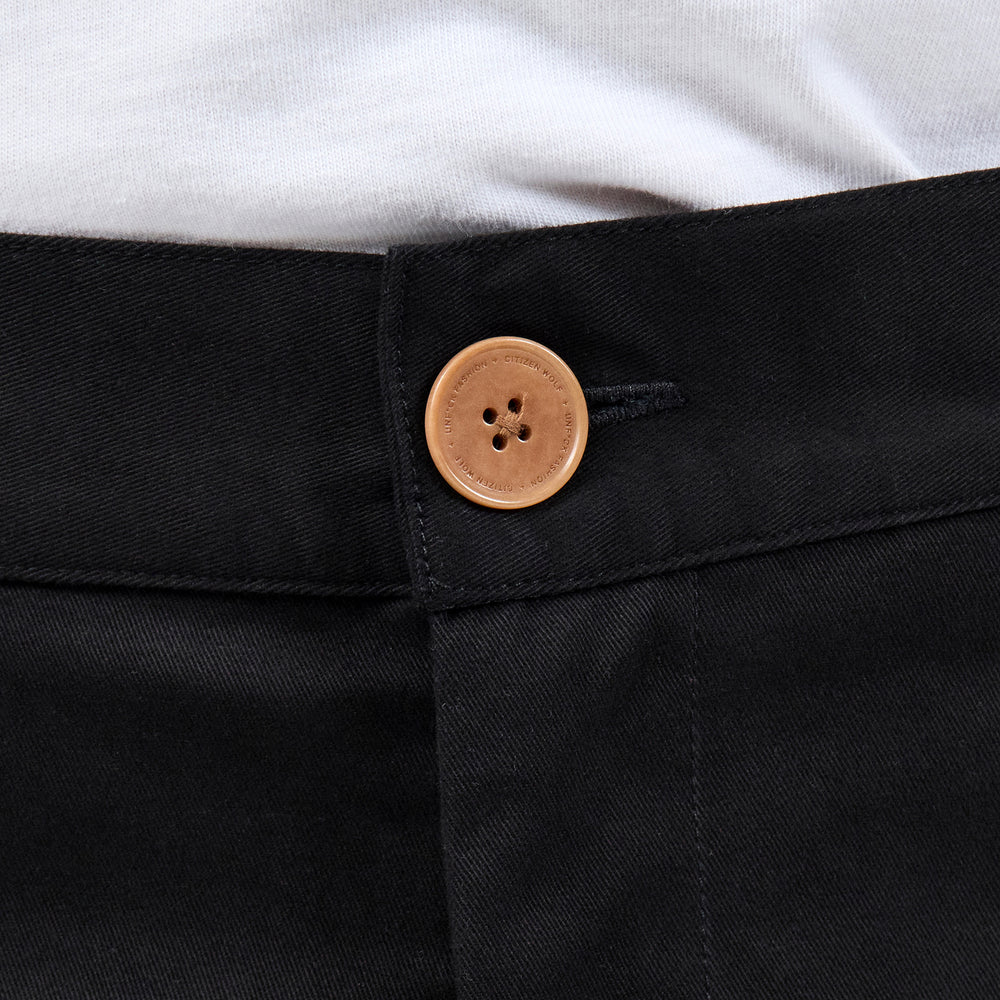 Men's Custom Chinos, in 97% Organic Cotton / 3% Spandex 245GSM Twill, Black
