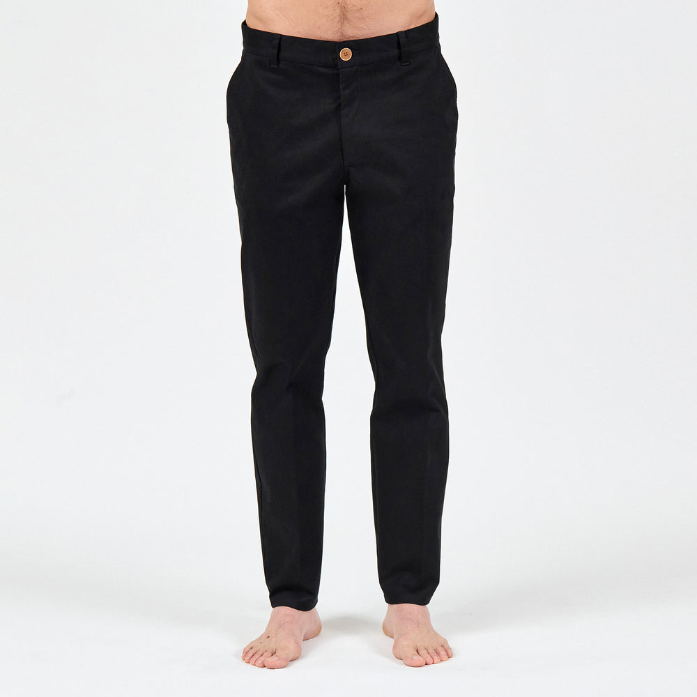 Men's Custom Chinos, in 97% Organic Cotton / 3% Spandex 245GSM Twill, Black