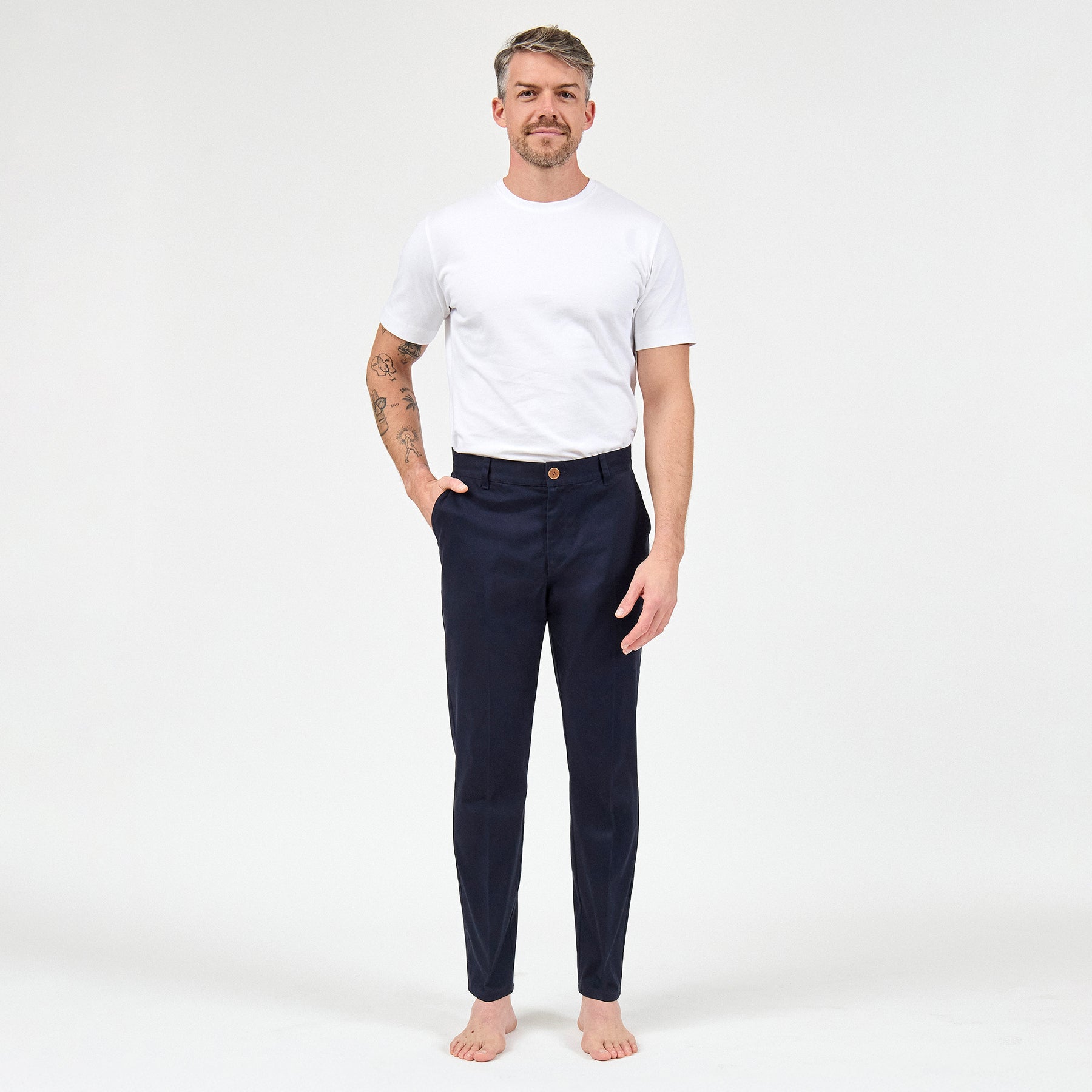Men's Custom Chinos, in 97% Organic Cotton / 3% Spandex 245GSM Twill, Navy