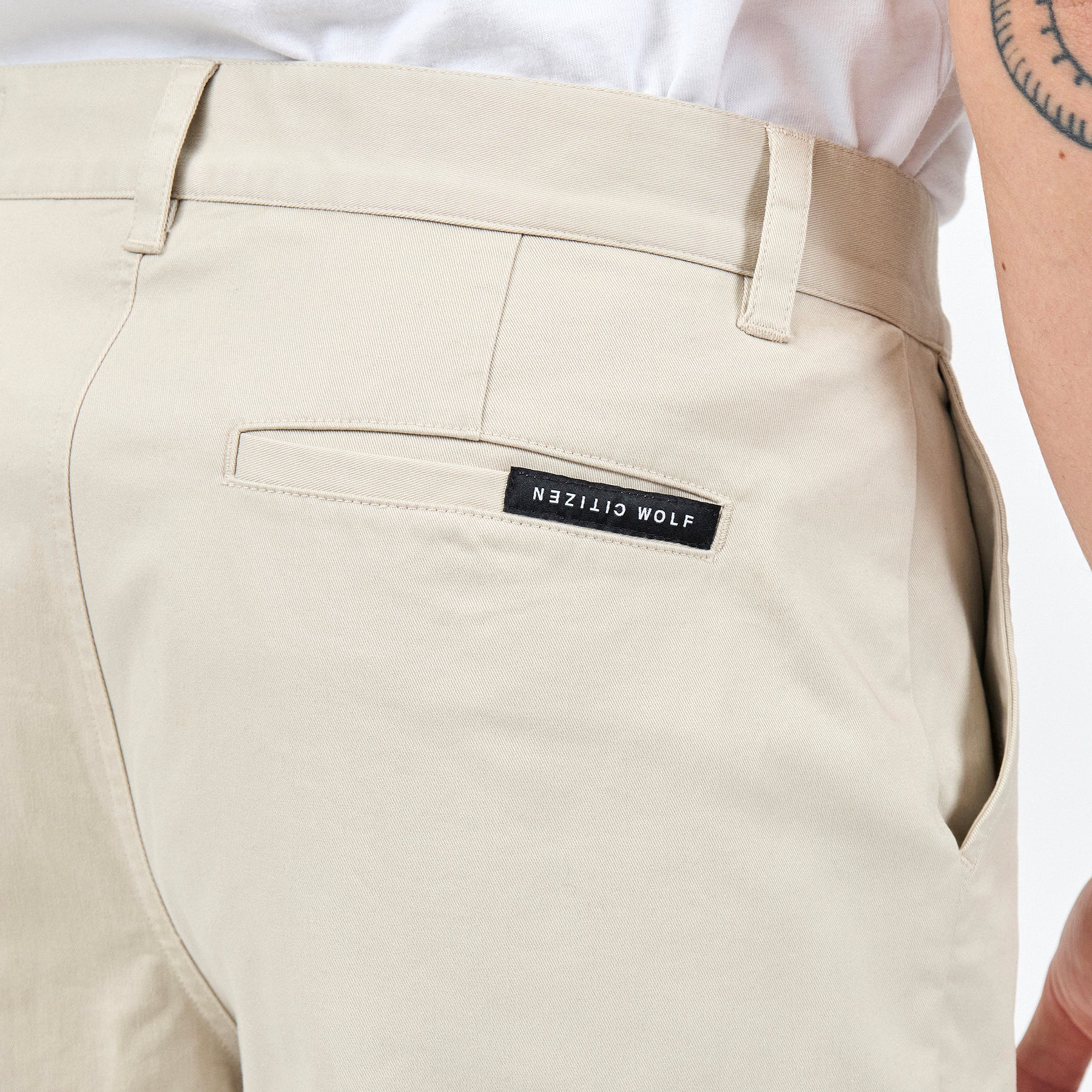 Men's Custom Chinos, in 97% Organic Cotton / 3% Spandex 245GSM Twill, Stone