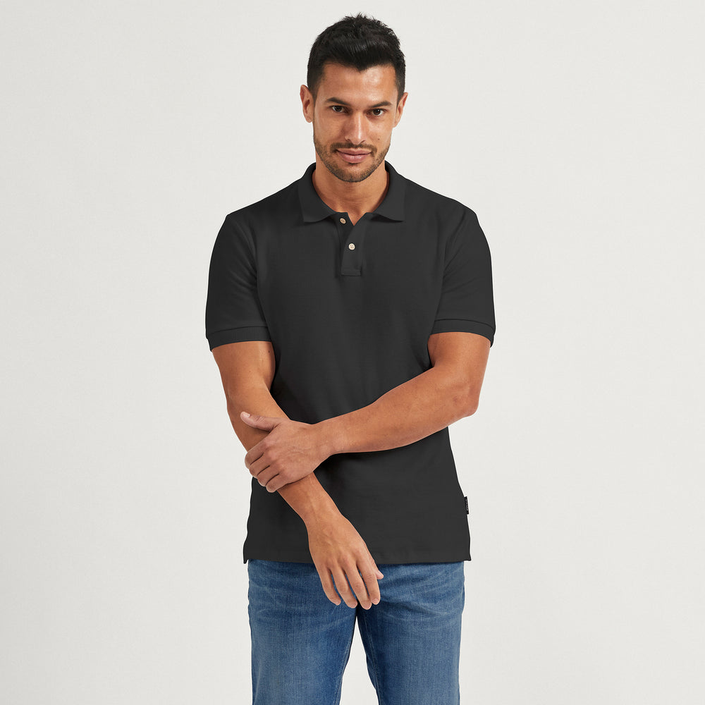 The Pique Polo in 100% Organic Cotton 200GSM, Asphalt