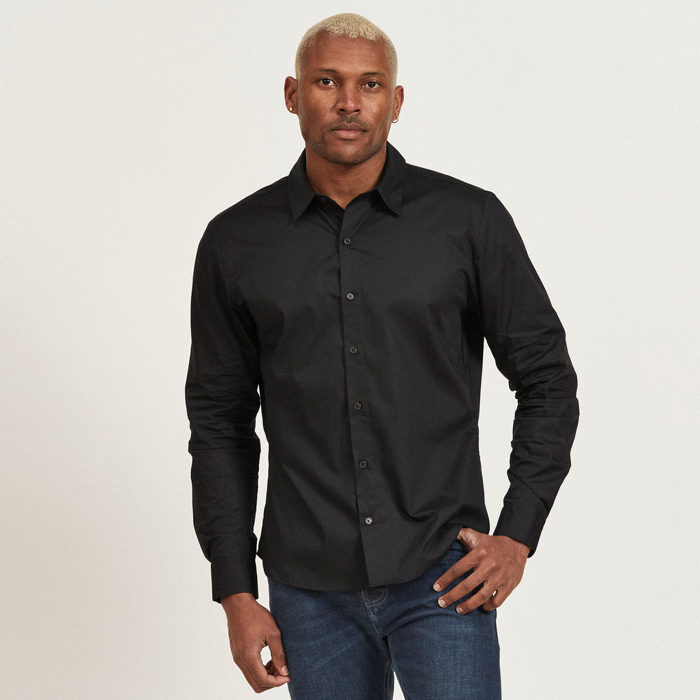 The Poplin Shirt in Organic Cotton Poplin 110GSM, Black