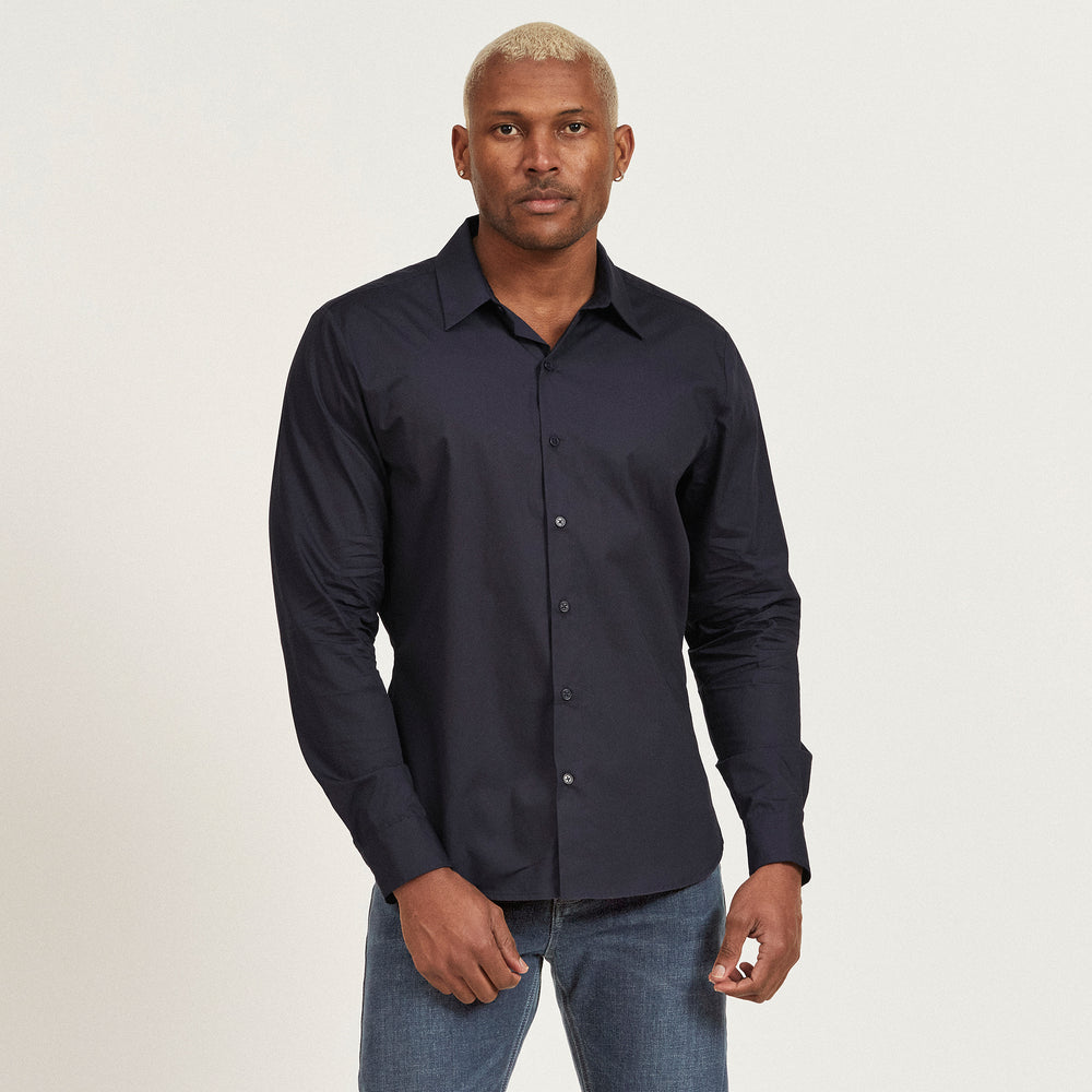 The Poplin Shirt in Organic Cotton Poplin 110GSM, Navy