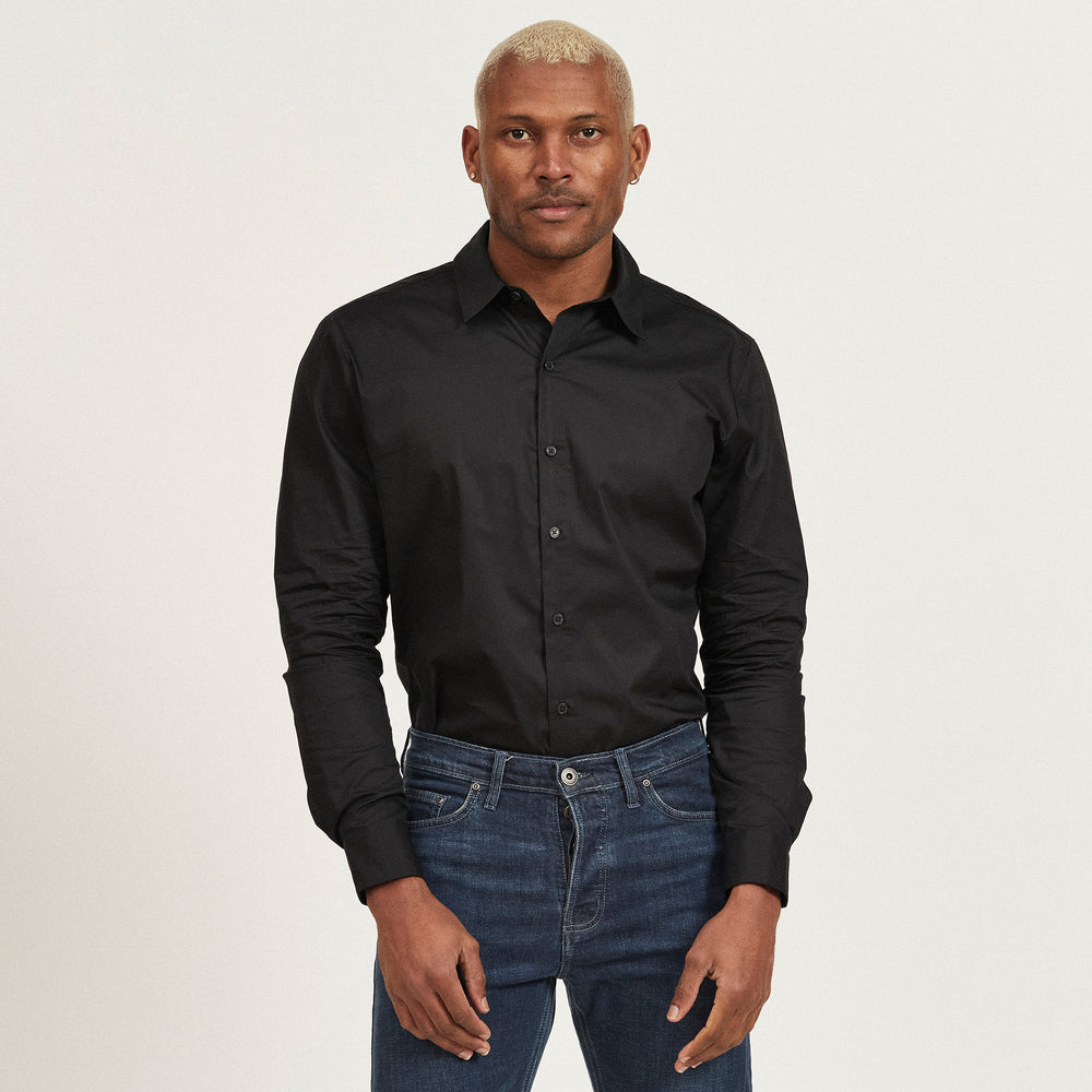 The Poplin Shirt in Organic Cotton Poplin 110GSM, Black