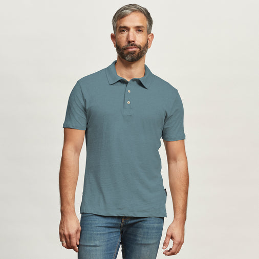 The Short Polo in 55% Hemp / 45% Organic Cotton 210GSM, Bluestone