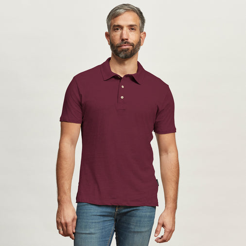 The Short Polo in 55% Hemp / 45% Organic Cotton 210GSM, Pinot Noir