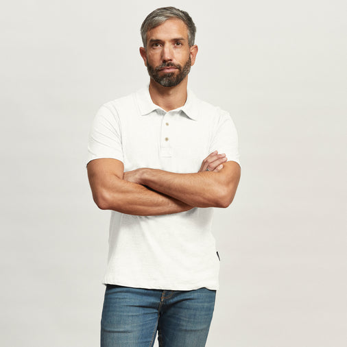 The Short Polo in 55% Hemp / 45% Organic Cotton 210GSM, White