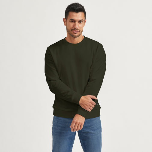 The Crew Sweatshirt in Organic Cotton Terry 290GSM, Dark Olive