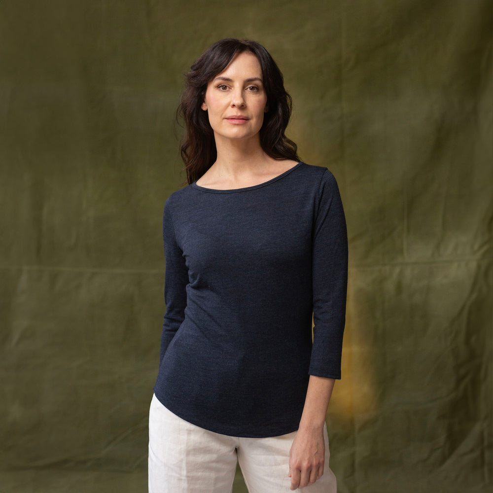 The Women's Limited Edition, Heavy Merino Tee in 100% Merino 200GSM, Midnight Marle
