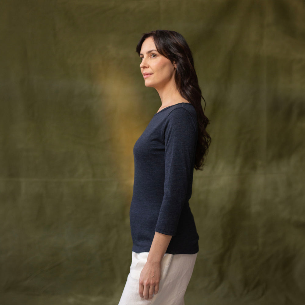 The Women's Limited Edition, Heavy Merino Tee in 100% Merino 200GSM, Midnight Marle