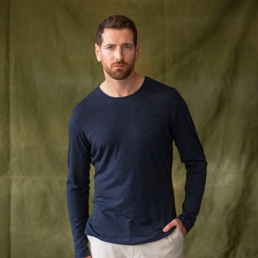 The Men's Limited Edition Merino Short Crew Tee in 19 micron 100% Merino 200GSM, Midnight Marle