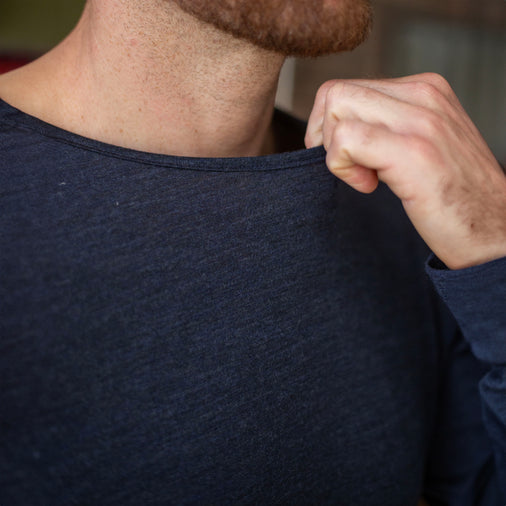 The Men's Limited Edition Merino Short Crew Tee in 19 micron 100% Merino 200GSM, Midnight Marle
