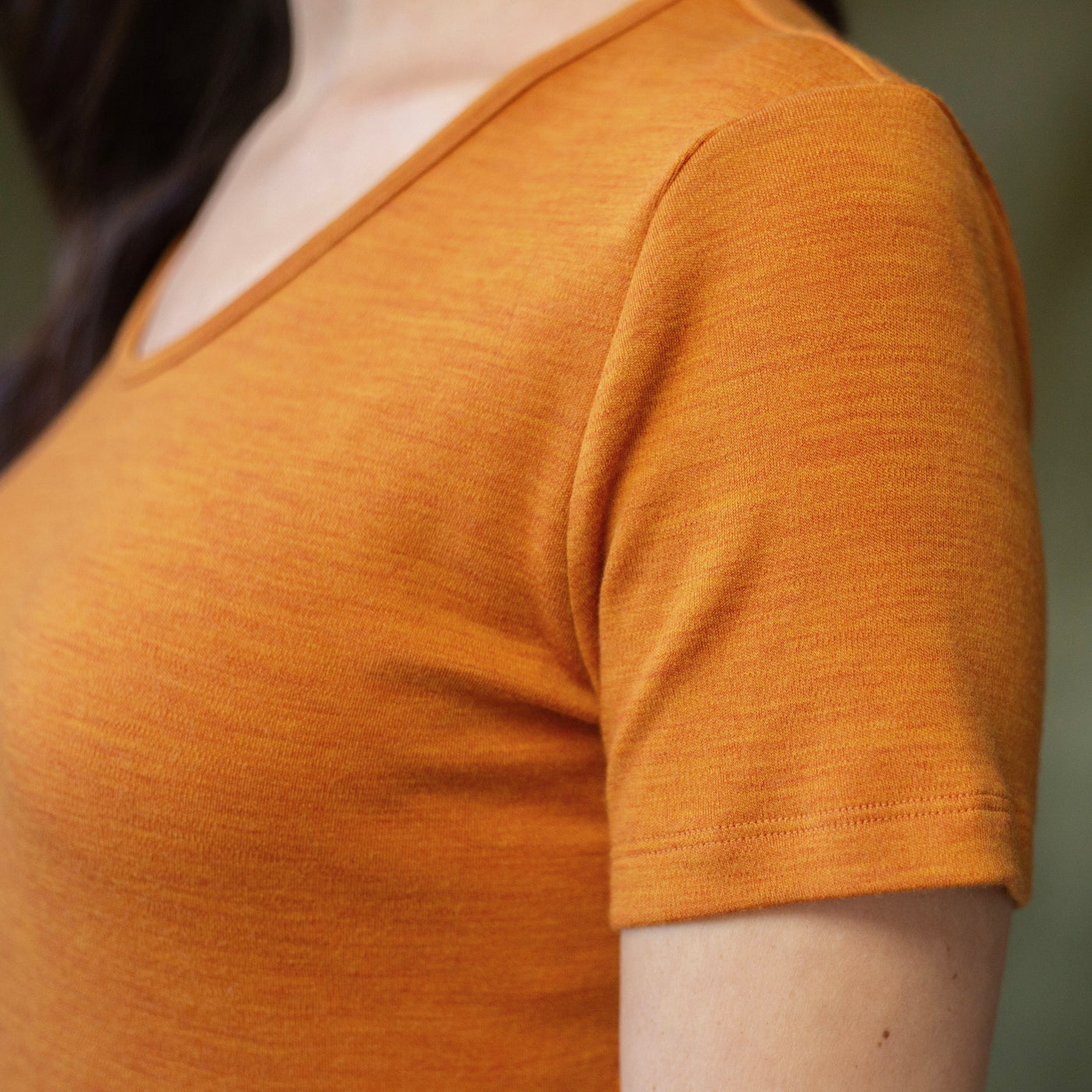 The Women's Limited Edition, Heavy Merino Tee in 100% Merino 250GSM, Blood-Orange Marle