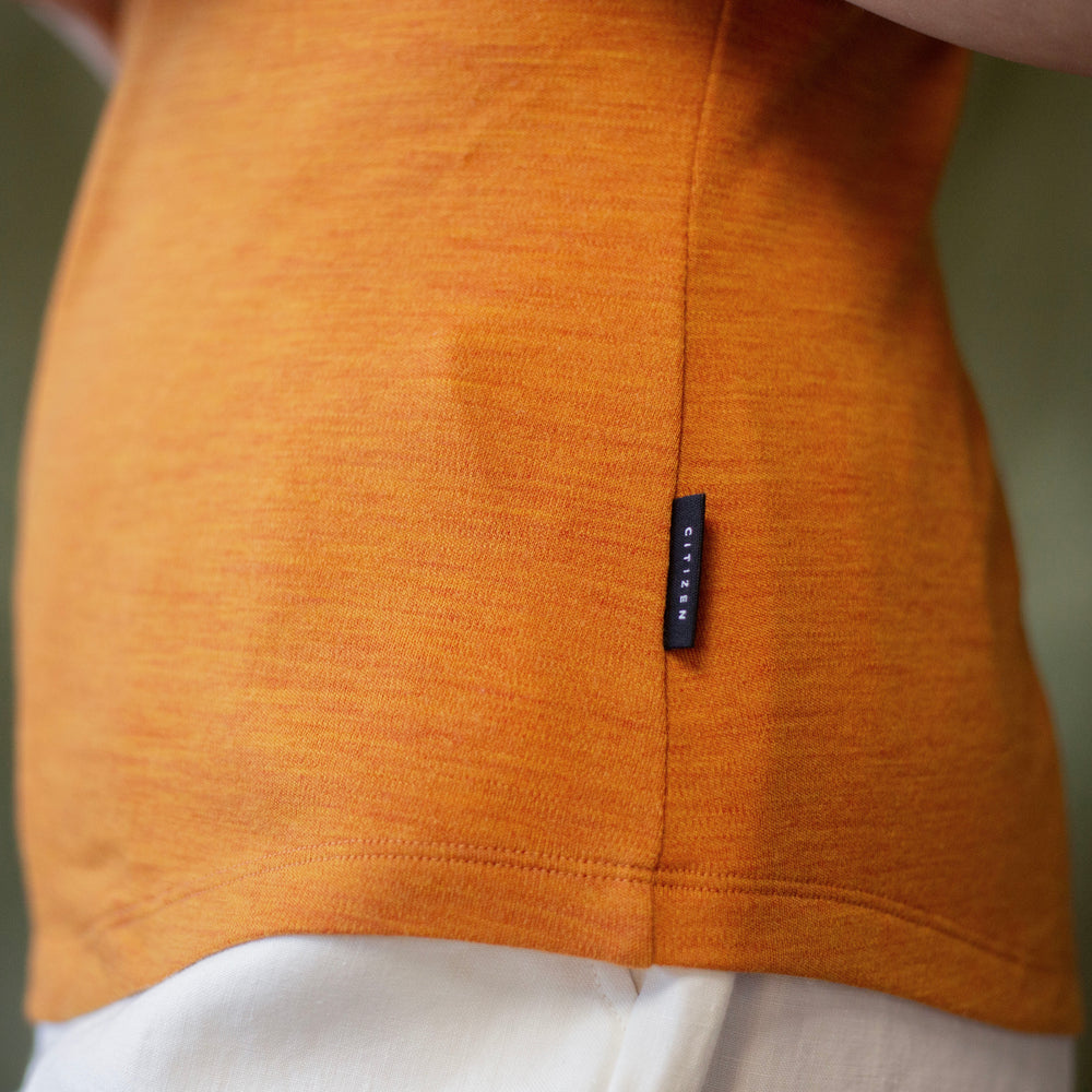The Women's Limited Edition, Heavy Merino Tee in 100% Merino 250GSM, Blood-Orange Marle
