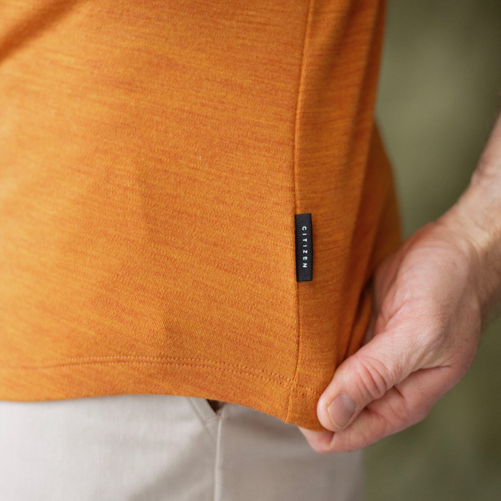 The Men's Limited Edition, Heavy Merino Tee in 100% Merino 250GSM, Blood-Orange Marle