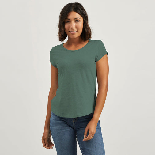 Women's Hemp Half-scoop Cap Sleeve Tee