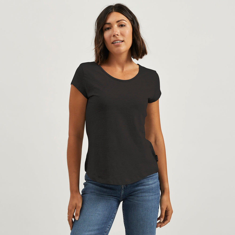 Women's Hemp Half-scoop Cap Sleeve Tee