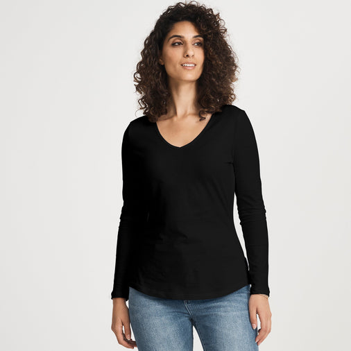 Cotton LS V-Neck Tee