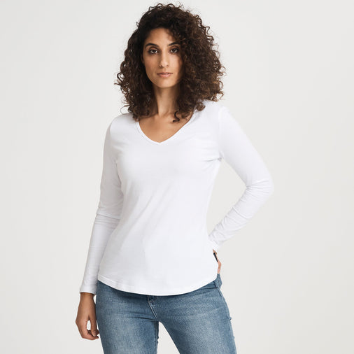Cotton LS V-Neck Tee